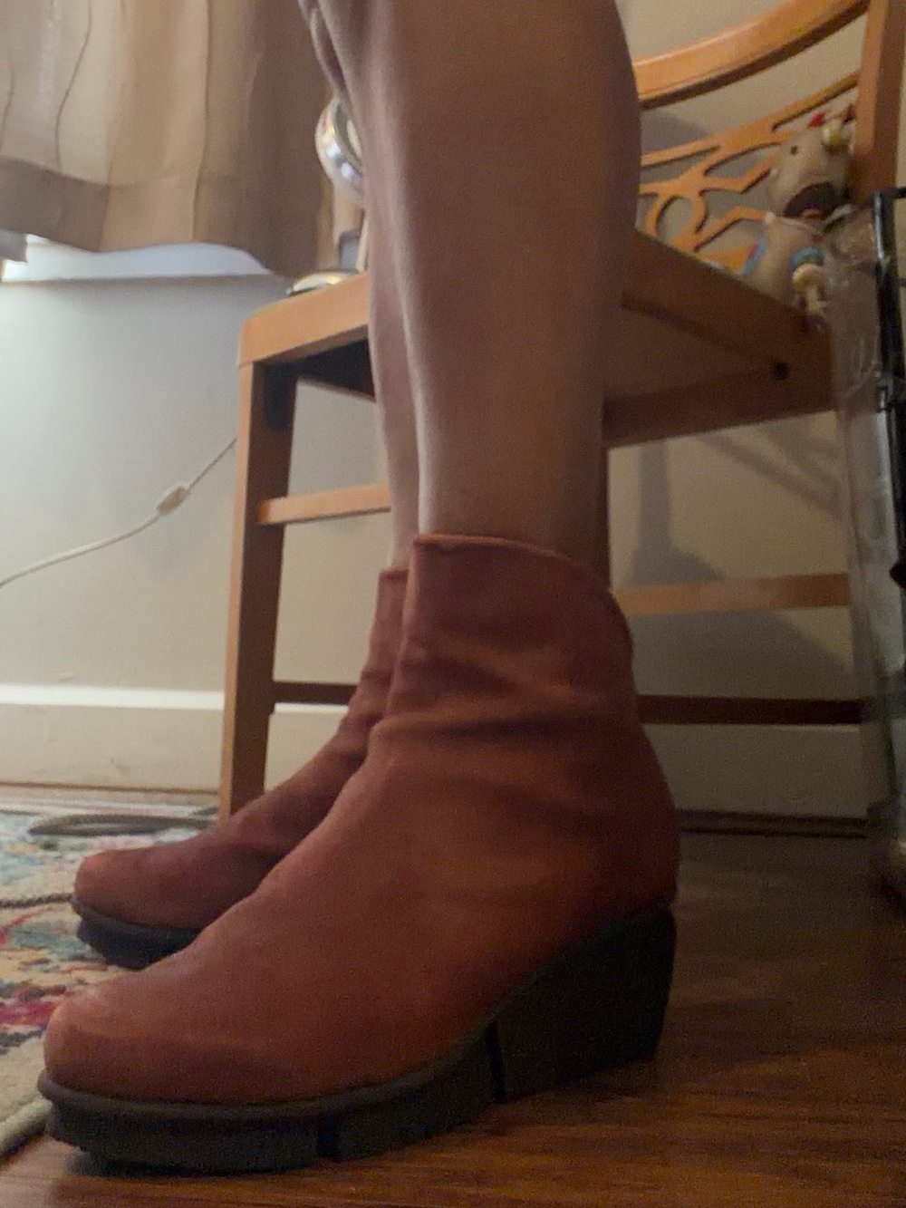 Trippen Suede Ankle Booties in Rust burgundy- Classic Wedge Boot Germany
